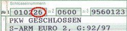 Emissionsschlüsselnummer im alten Fahrzeugschein